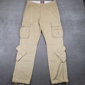 Matchstick Vintage Cargo Pants Utility Workwear‎ Khaki Drawstring Mens Sz 32x31